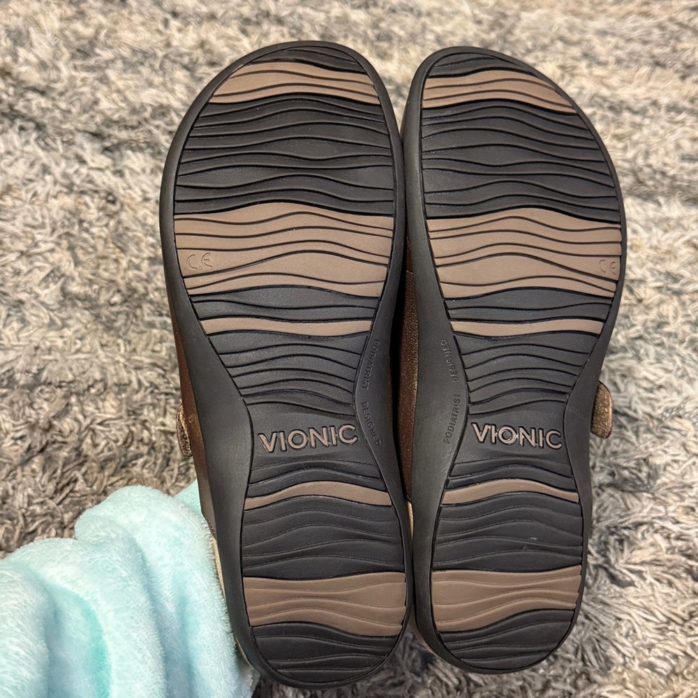 Vionic Metallic Brown Mules With Embellished Velc… - image 6